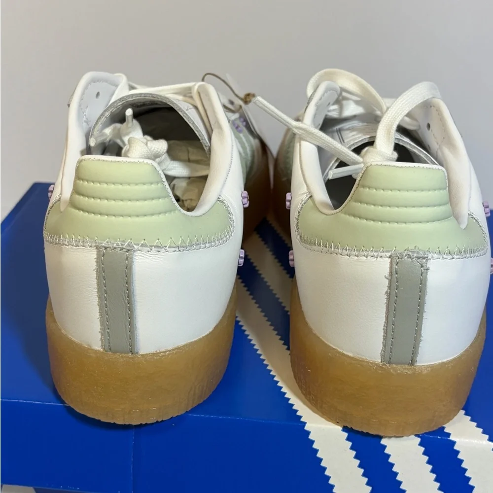 Adidas Samba White and Light Green Shoes - Picture 4 of 7
